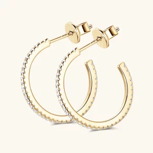Cubic Zirconia White Minimalist Hoop Earring